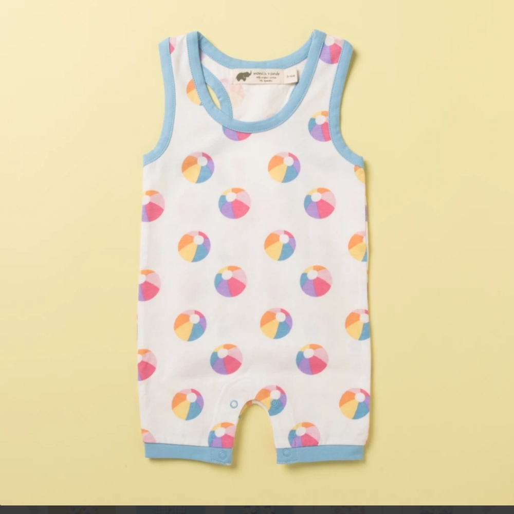 🌈 rainbow beachball Racerback Shortall
-  9-12M